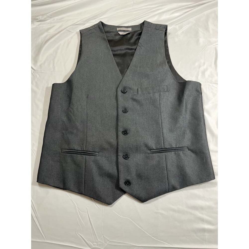 Le Chateau Mens Vest Large Grey Suit Waistcoat Formal Wedding‎ Party V-Neck L